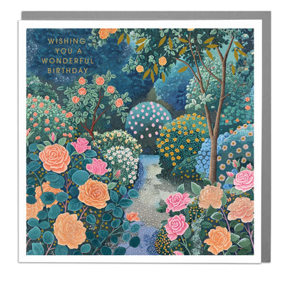 Wonderful Birthday - Midnight Rose Garden Greeting Card by Lola Design