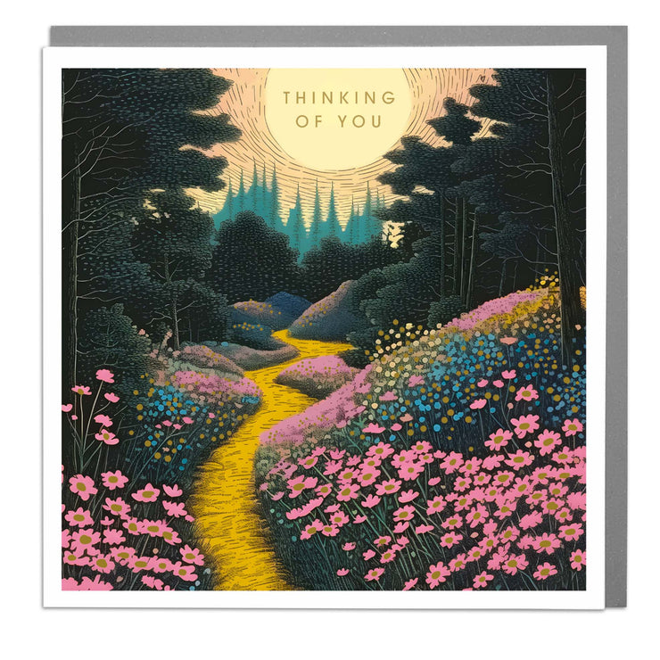Thinking of You - Flower Path Greeting Card by Lola Design - Lola Design Ltd