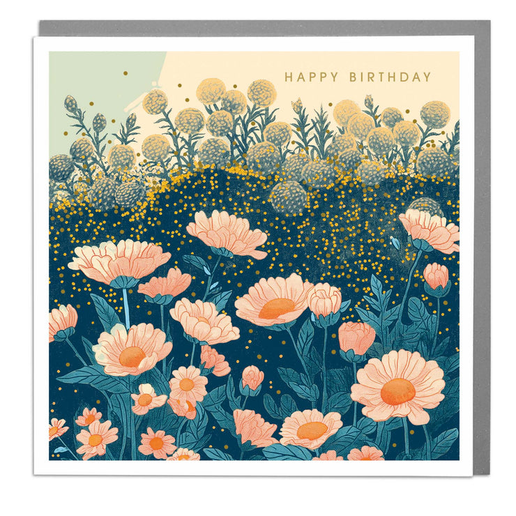 Happy Birthday - Daisies Greeting Card by Lola Design - Lola Design Ltd