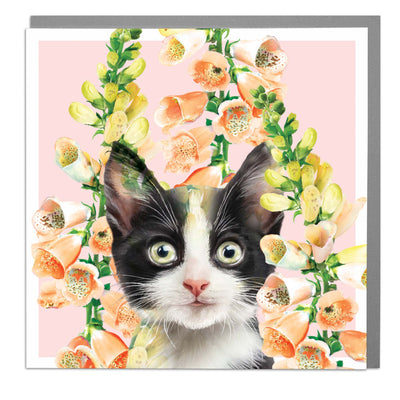 Tuxedo Kitten Blank Art Card by Lola Design - Lola Design Ltd