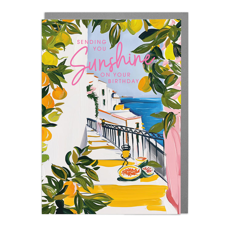 Sicilian Sunshine Abstract Landscape - Birthday Card by Lola Design - Lola Design Ltd