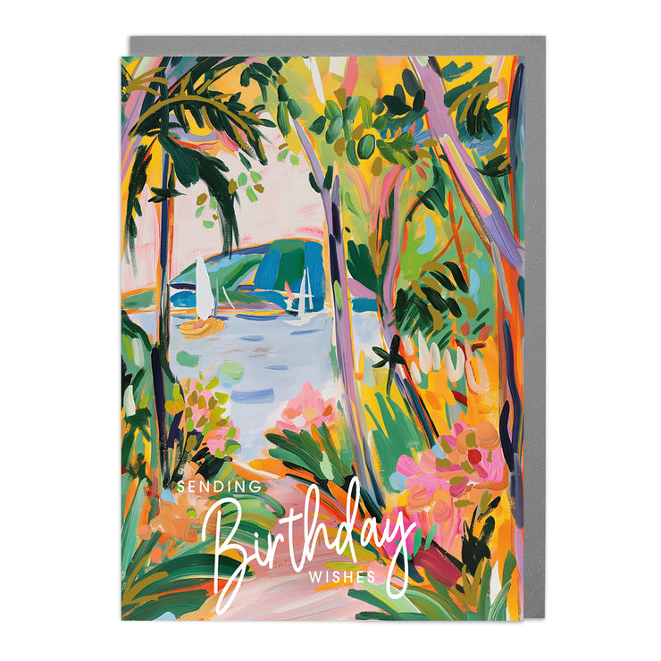 Abstract Landscape and Boats - Birthday Card by Lola Design - Lola Design Ltd