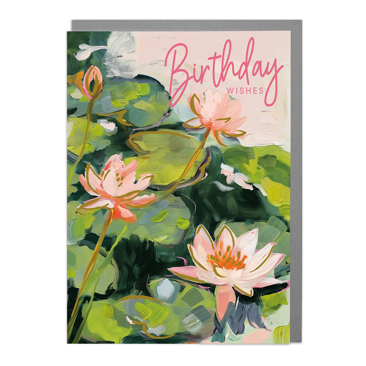 Abstract Water Lilies - Birthday Card by Lola Design - Lola Design Ltd