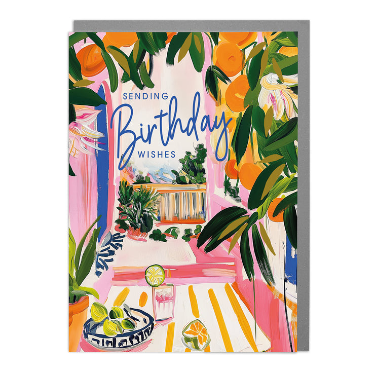 Abstract Orange Landscape- Birthday Card by Lola Design - Lola Design Ltd