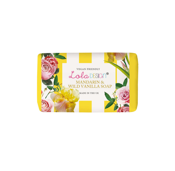 Mandarin & Vanilla Yellow Stripe Soap - Lola Design Ltd
