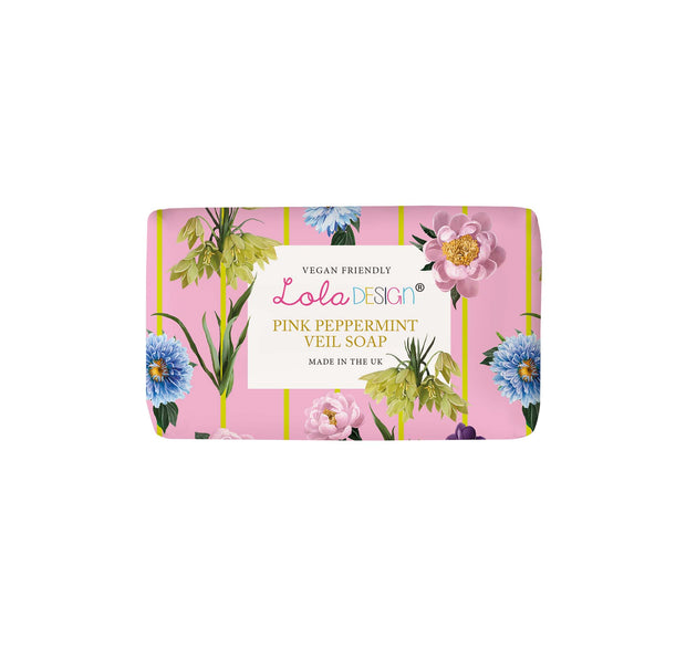 Pink Floral Stripe Peppermint Soap - Lola Design Ltd