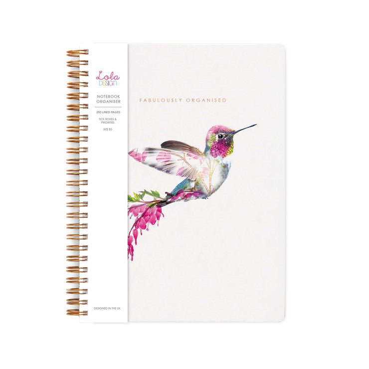 Hummingbird Wiro Bound Organiser / Notebook - Lola Design Ltd