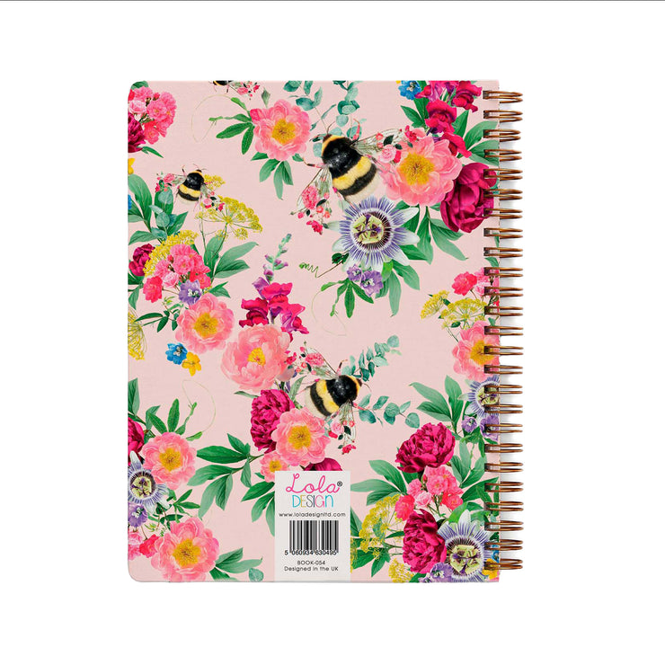 Wiro Bound Pink Bee Organiser / Notebook by Lola Design - Lola Design Ltd