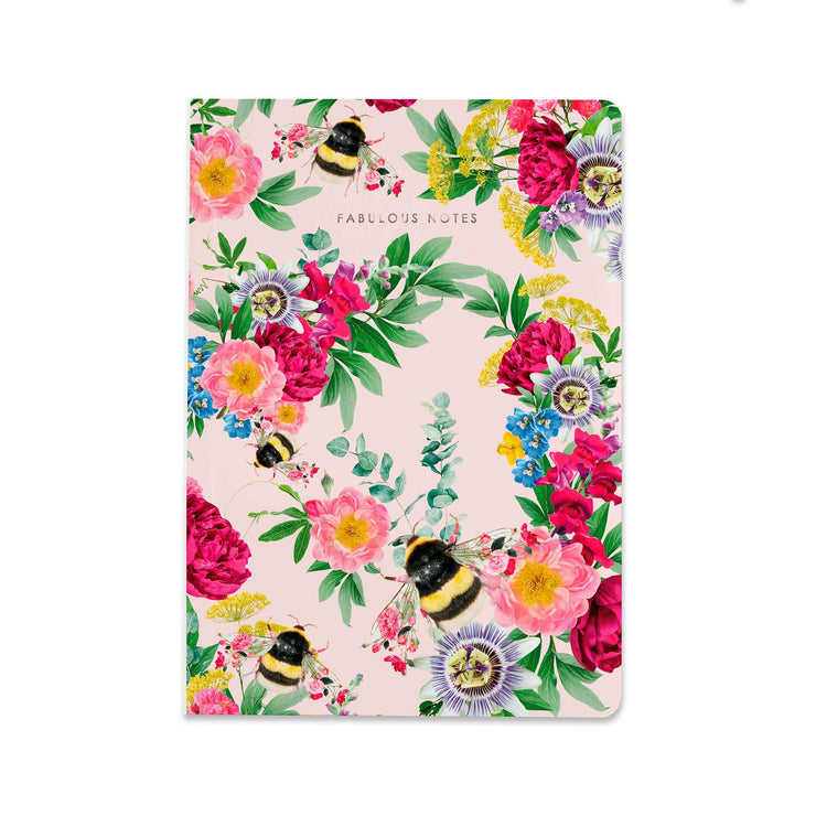 Pink Bee Patterned Luxury Notebook by Lola Design - Lola Design Ltd