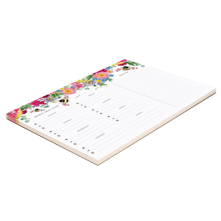Weekly Meal Planner with Shopping List Featuring Botanical Bee - Lola Design Ltd