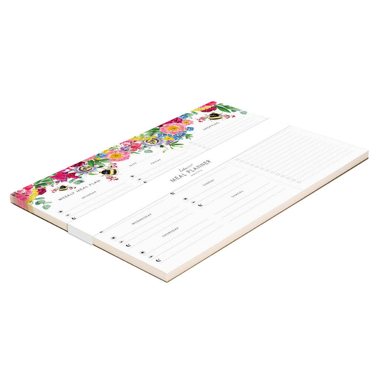Weekly Meal Planner with Shopping List Featuring Botanical Bee - Lola Design Ltd
