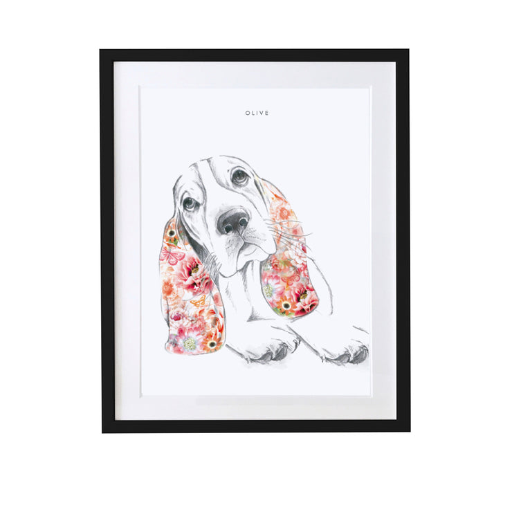 Basset Hound Personalised Pet Portrait - Lola Design Ltd