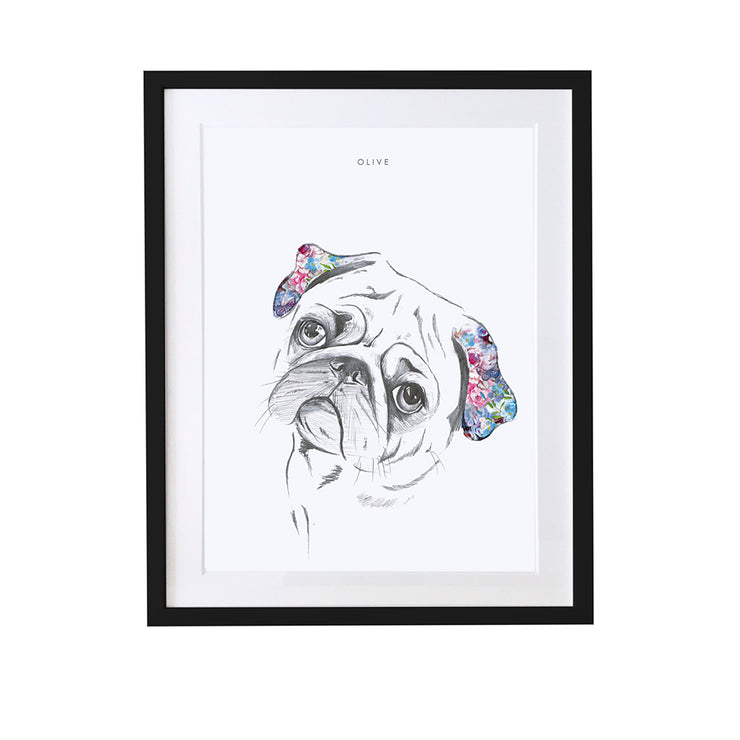 Pug Personalised Pet Portrait - Lola Design Ltd