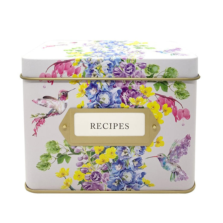Hummingbird floral recipe tin, gift for cooks, Recipe Organiser, Mother's Day gift, rifle paper co, mom gift, mum gift,