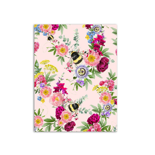 pink wallpaper, botanical bee, floral wallpaper, bedroom wallpaper, living room wallpaper, home decor, flower wallpaper bumble bee, floral bee