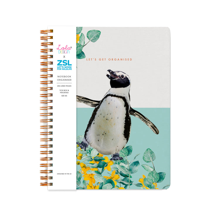 Wiro Bound Penguin Organiser / Notebook - Lola Design x ZSL - Lola Design Ltd