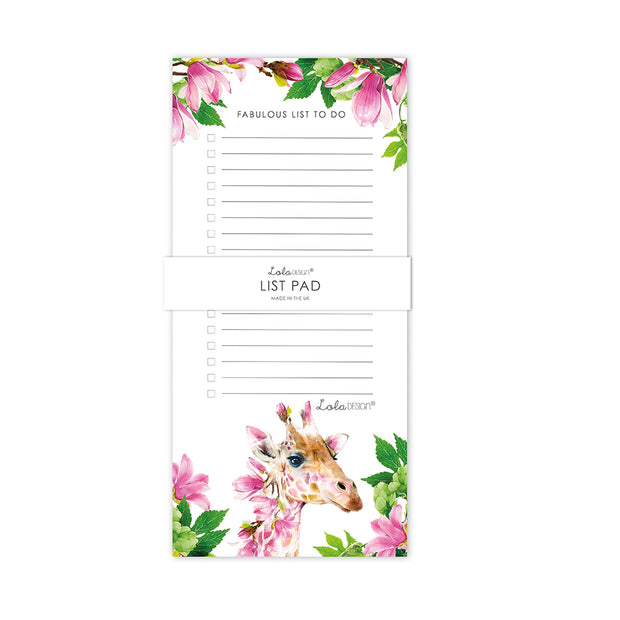 Magnetic To Do List Pad featuring Botanical Giraffe - Lola Design Ltd