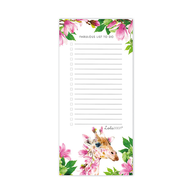 Magnetic To Do List Pad featuring Botanical Giraffe - Lola Design Ltd