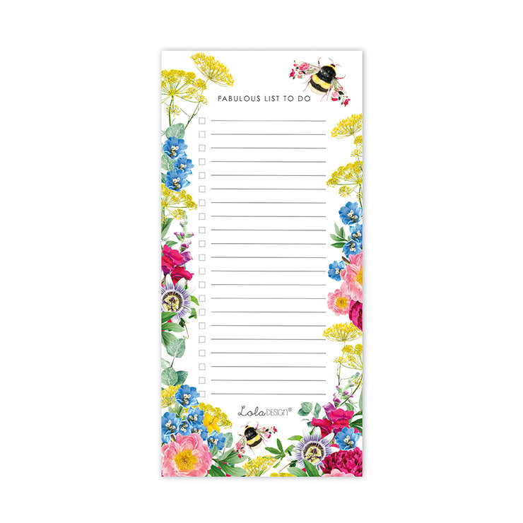 Magnetic To Do List Pad featuring Botanical Bee - Lola Design Ltd