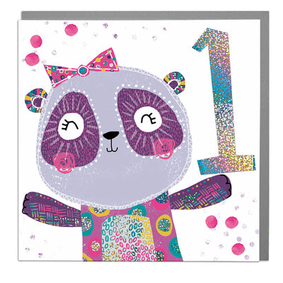 Panda Age 1 Birthday Card - Lola Design Ltd