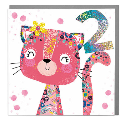 Cat Age 2 Birthday Card - Lola Design Ltd