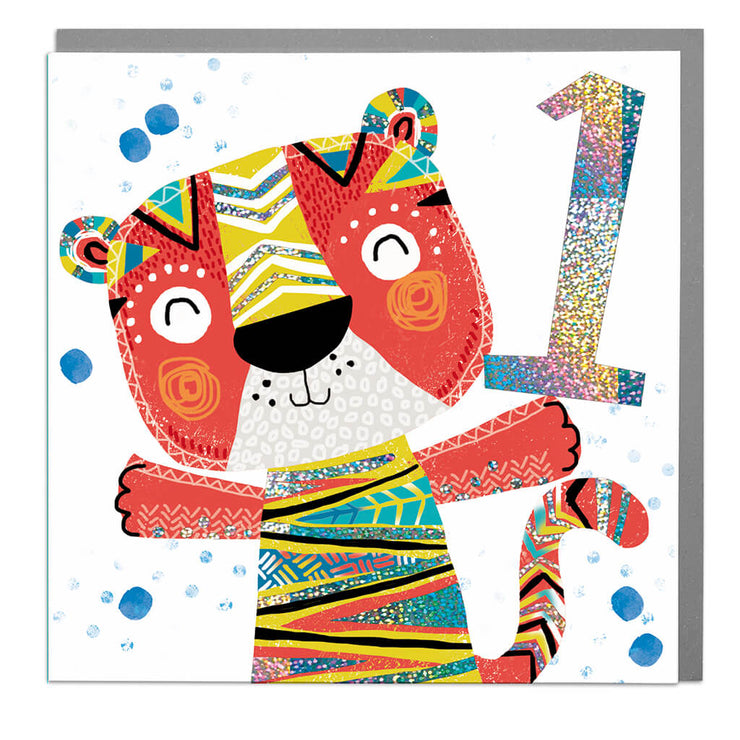 Tiger Age 1 Birthday Card - Lola Design Ltd