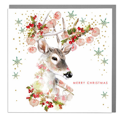 White Tailed Deer Merry Christmas Card - Lola Design Ltd