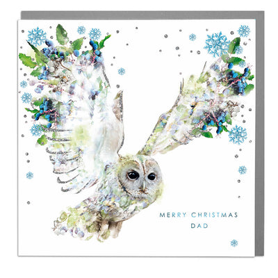 Tawny Owl Merry Christmas Dad Card - Lola Design Ltd