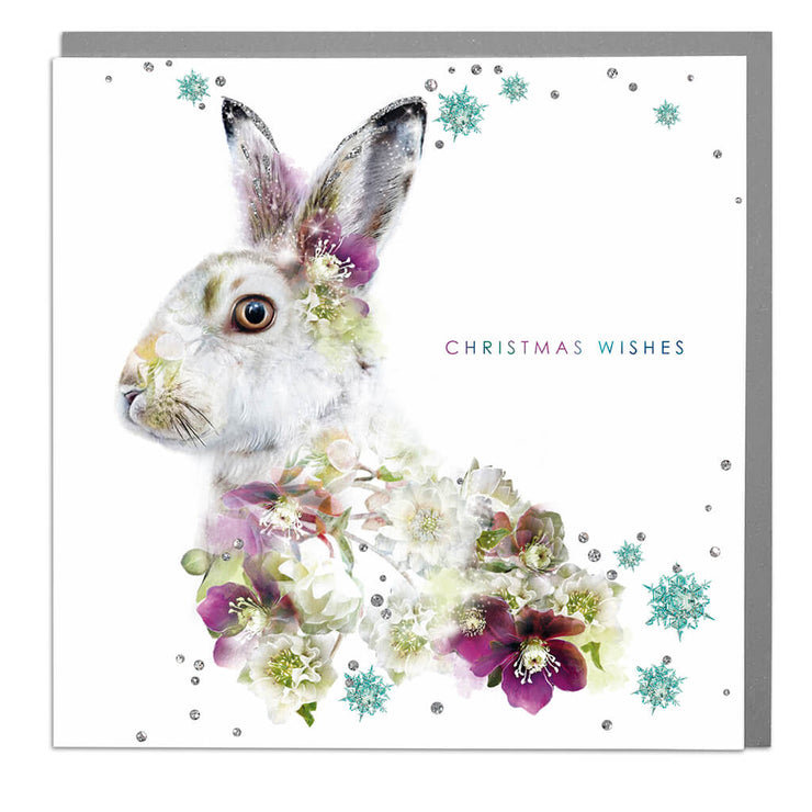 Mountain Hare Christmas Wishes Card - Lola Design Ltd