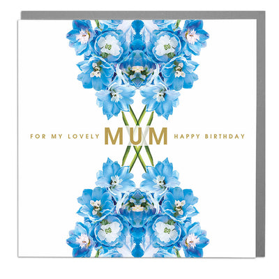 Delphiniums Lovely Mum Birthday Card - Lola Design Ltd