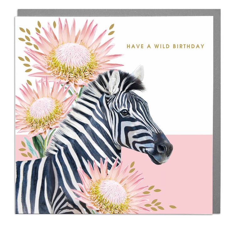 Zebra Wild Birthday Card - Lola Design Ltd