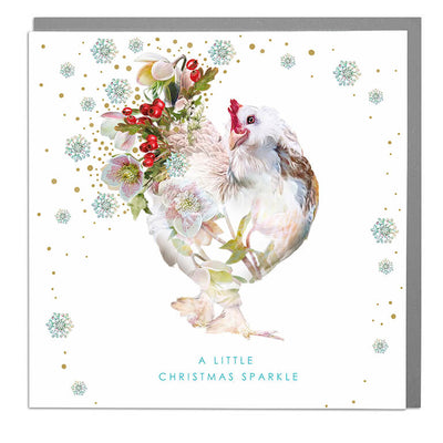 Christmas Sparkle French Hen Card - Lola Design Ltd