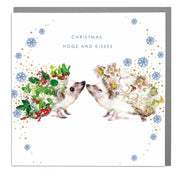 Hedgehog Hogs And Kisses Christmas Card - Lola Design Ltd