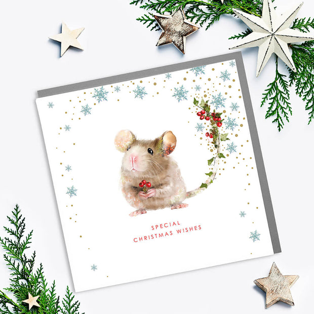 Mouse Special Christmas Wishes Card - Lola Design Ltd