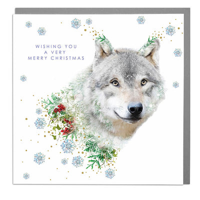 Wolf Merry Christmas Card - Lola Design Ltd