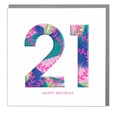 21st Happy Birthday Card - Lola Design Ltd