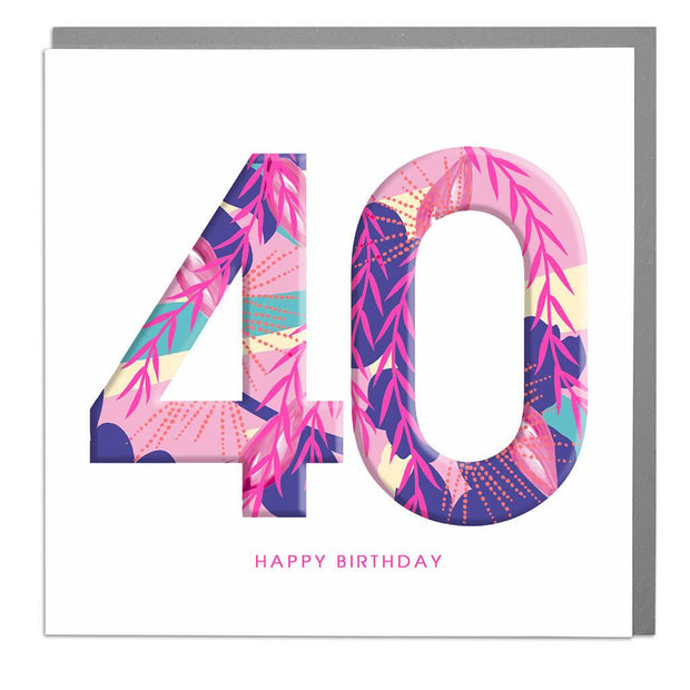 40th Happy Birthday Card - Lola Design Ltd
