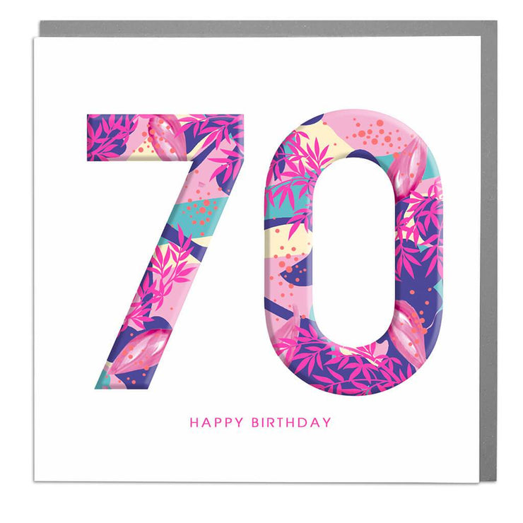 70th Happy Birthday Card - Lola Design Ltd