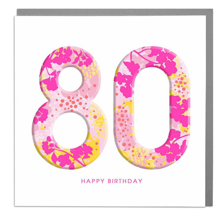 80th Happy Birthday Card - Lola Design Ltd