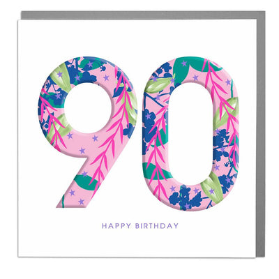 90th Happy Birthday Card - Lola Design Ltd