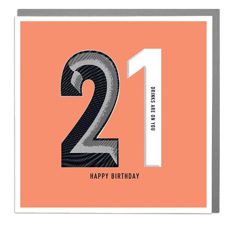 21st Happy Birthday Card - Lola Design Ltd