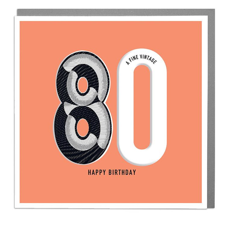 80th Happy Birthday Card - Lola Design Ltd