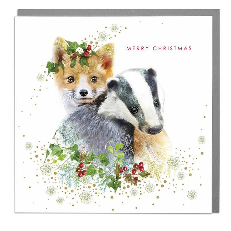 Badger & Fox Christmas Card - Lola Design Ltd