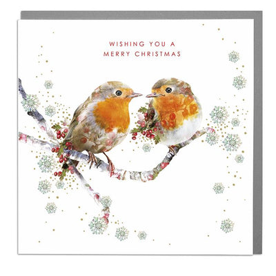 Two Robins Christmas Card - Lola Design Ltd