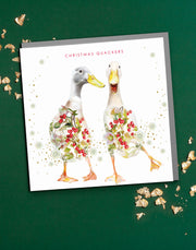 Christmas Quackers Indian Runner Ducks Card - Lola Design Ltd