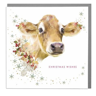Jersey Cow Christmas Card - Lola Design Ltd