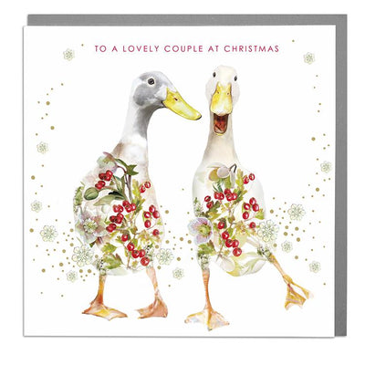 Ducks Lovely Couple Christmas Card - Lola Design Ltd