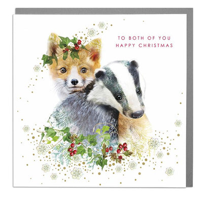 Fox & Badger To Both Of You Christmas Card - Lola Design Ltd