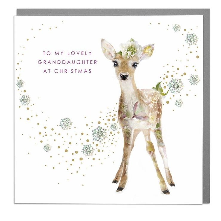 Baby Deer Granddaughter Christmas Card - Lola Design Ltd