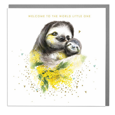 Sloths Welcome To The World New Baby Card - Lola Design Ltd